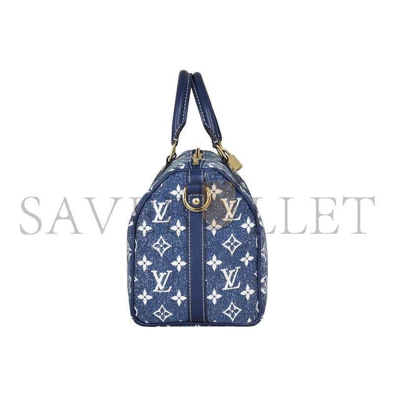 l0vis Vvtt0n denim monogram jacquard speedy bandouliere 25 bleu m59609 (25*19*15cm)